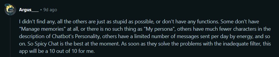 avis reddit spicychat ai