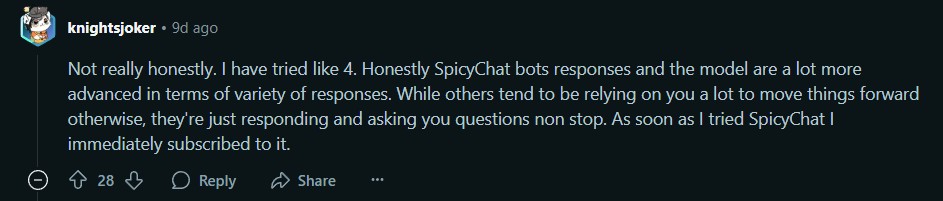avis utilisateur sur spicychat ai
