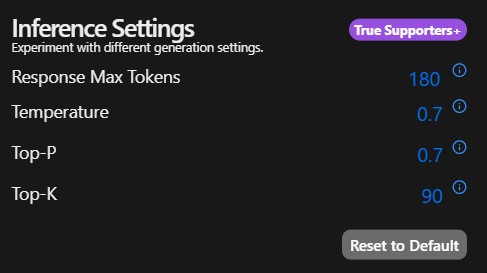spicychat ai inference settings