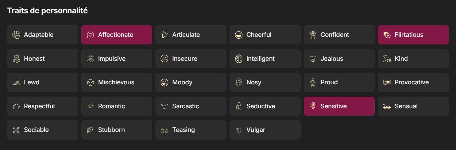 Soulkyn traits personnalités