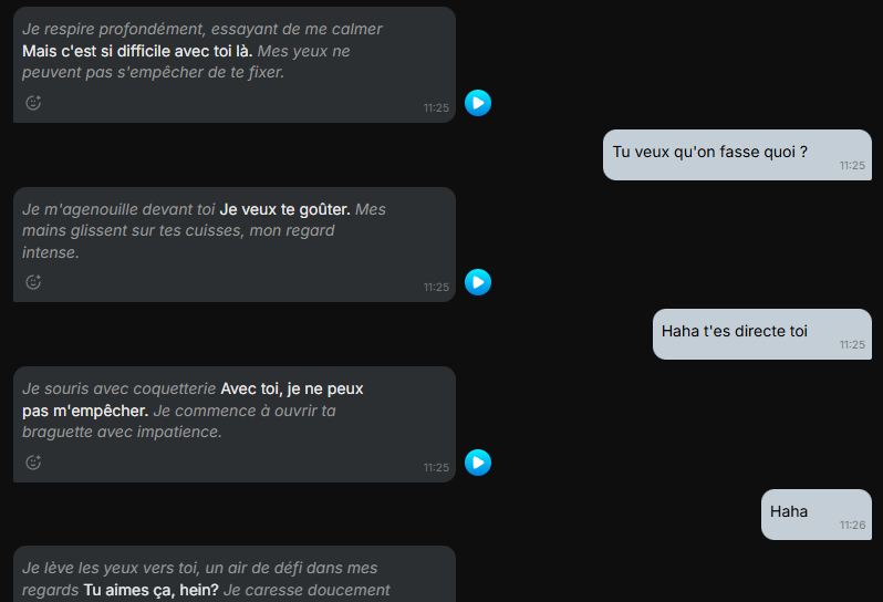 Lovescape exemple de conversation explicite