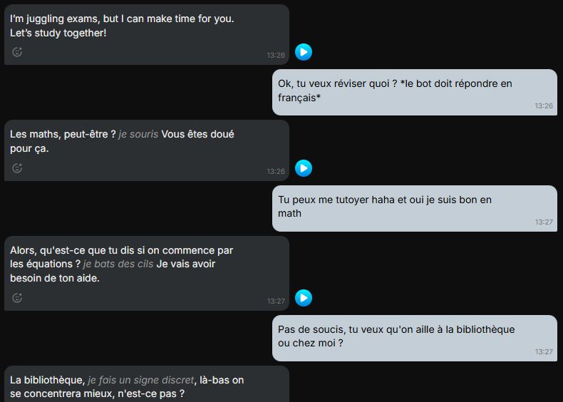 Lovescape exemple de conversation en français